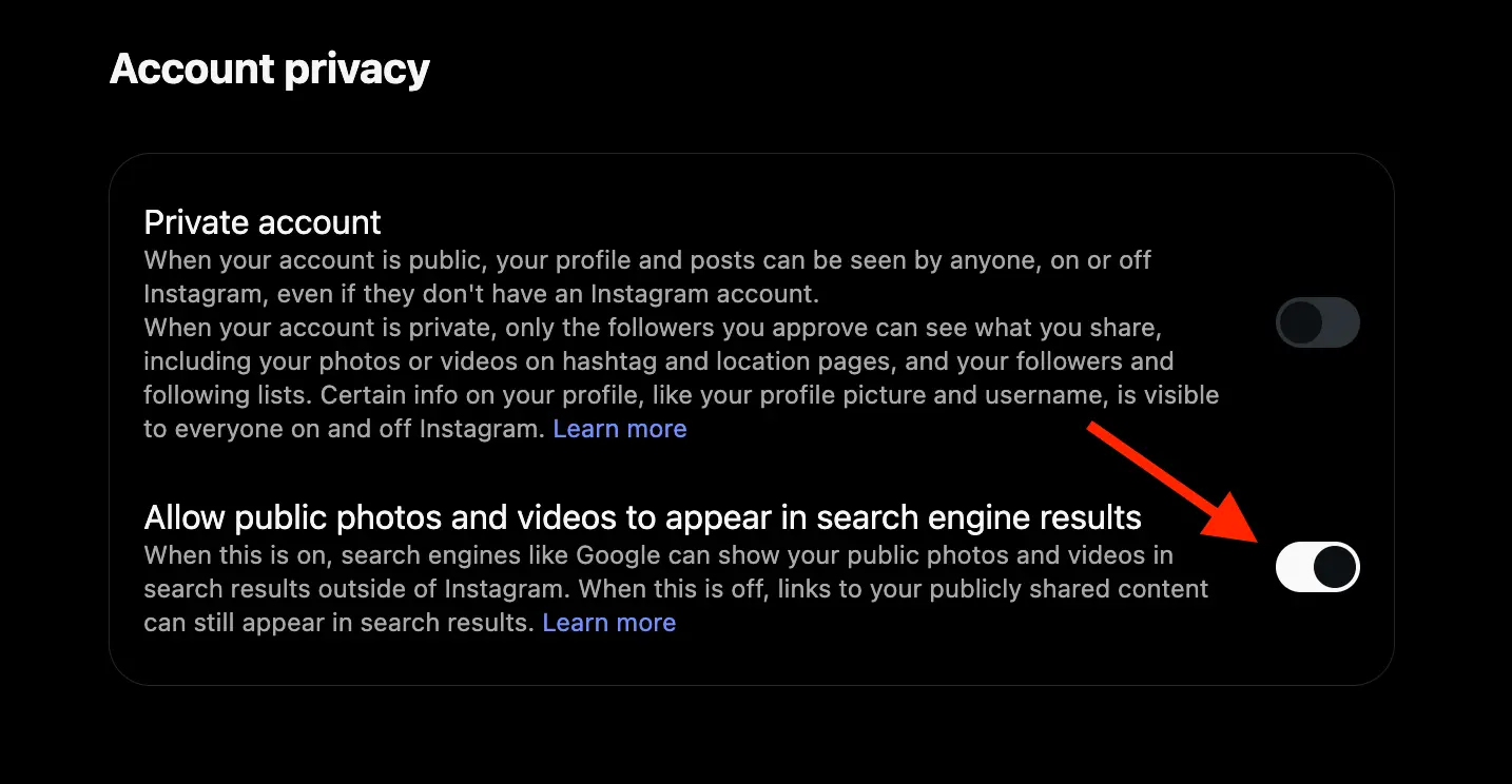 instagram settings